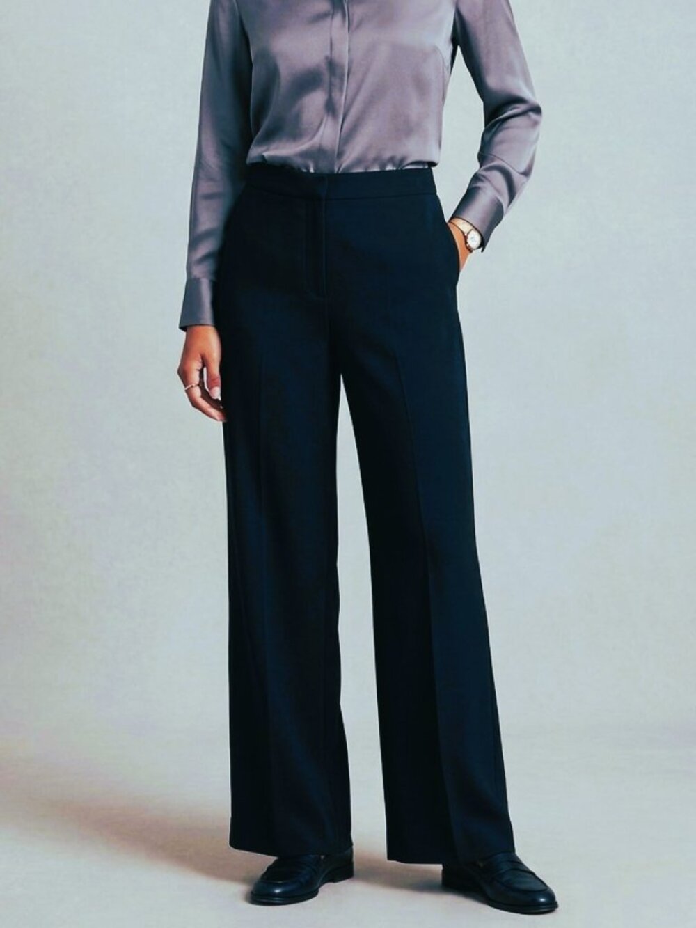 Jones New York Wide Leg Navy Blue Trouser Pants